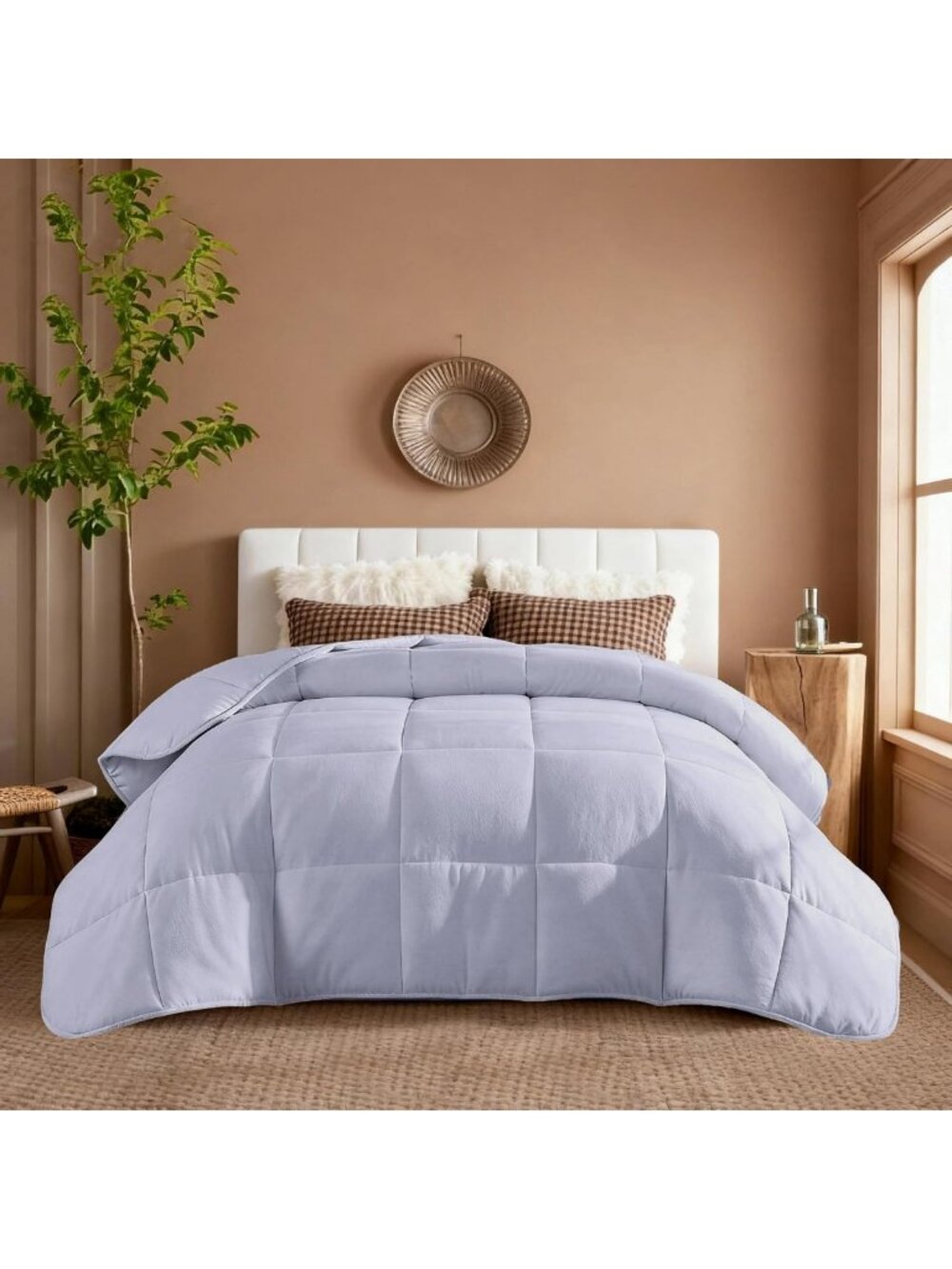 15lb Queen Weighted Blanket - Oversized Heavy Comforter, Warm & Fluffy Grey